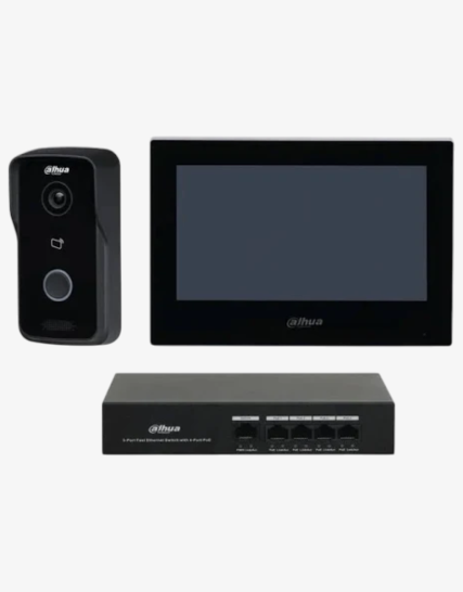 Kit Video Portero Monitor Interior 7" VTO y Switch 4 interfaces Dahua